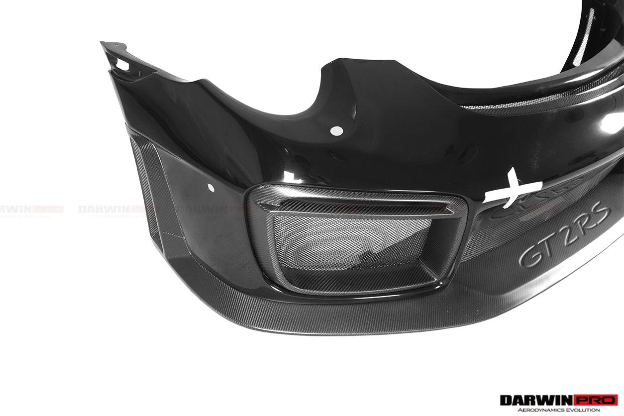 2016-2019 Porsche 911 991.2 Carrera /Targa 4/4S GT2RS Style Partial Carbon Fiber Front Bumper - DarwinPRO Aerodynamics