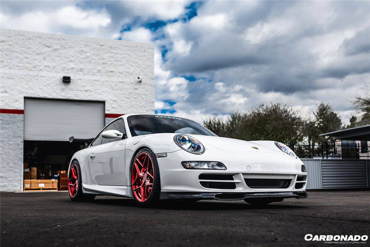 2005-2008 Porsche 911 997.1 Carrera S EM Style Carbon Fiber Front Lip - Carbonado