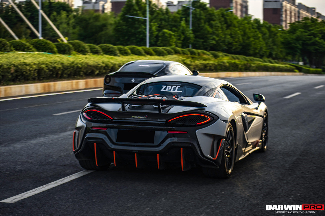 2015-2020 McLaren 540C/570S/570GT 600LT-Style Partial Carbon Fiber Rear Bumper with Diffuser  and Trunk Spoiler and Engine Trunk and Exhaust - DarwinPRO Aerodynamics