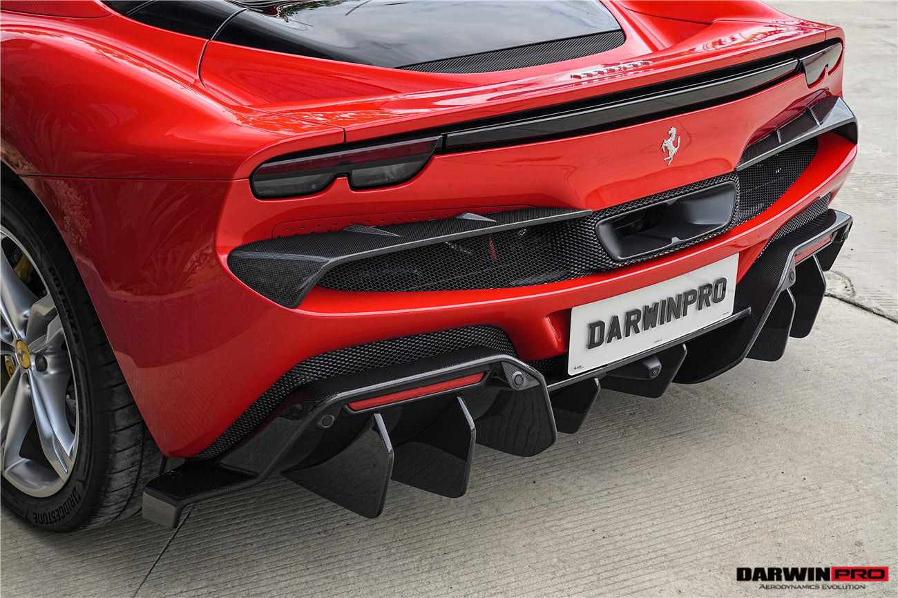 DarwinPRO 2022-2026 Ferrari 296 GTB & GTS Type F171 iMP Style Carbon Fiber Rear Bumper Trim - DarwinPRO Aerodynamics