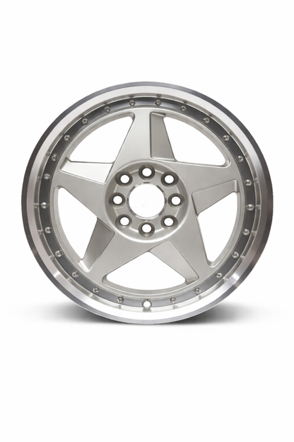 E115 Silver Machined Lip 15x7.0 ET27 4.100.114 - Square Set (4 Wheels)