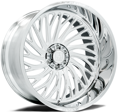 AXE WHEELS AF10 Forged (left) FULLY POLISHED 24x12 ET-44 8x165 (Square Set of 4)