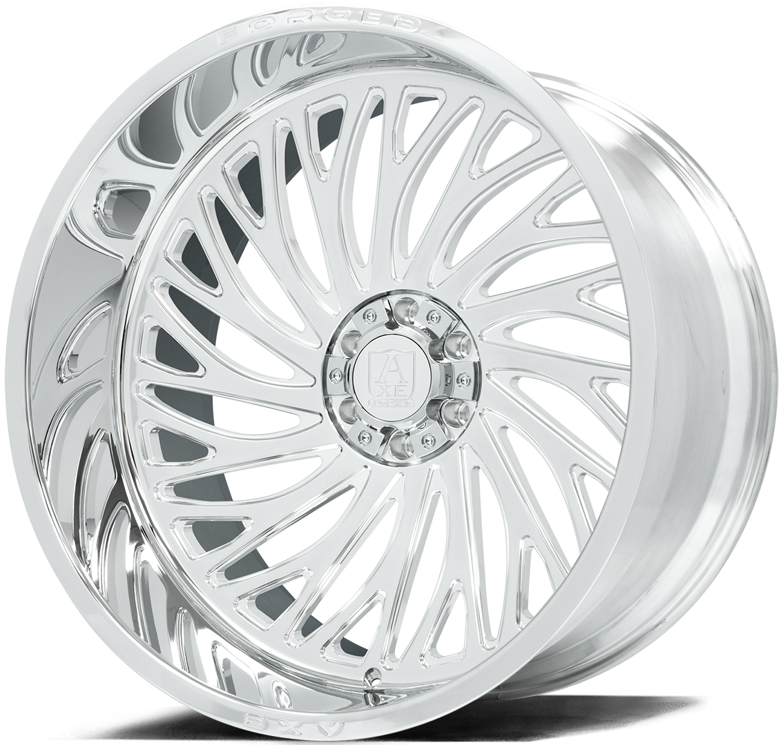 AXE WHEELS AF10 Forged (left) FULLY POLISHED 24x12 ET-44 8x165 (Square Set of 4)