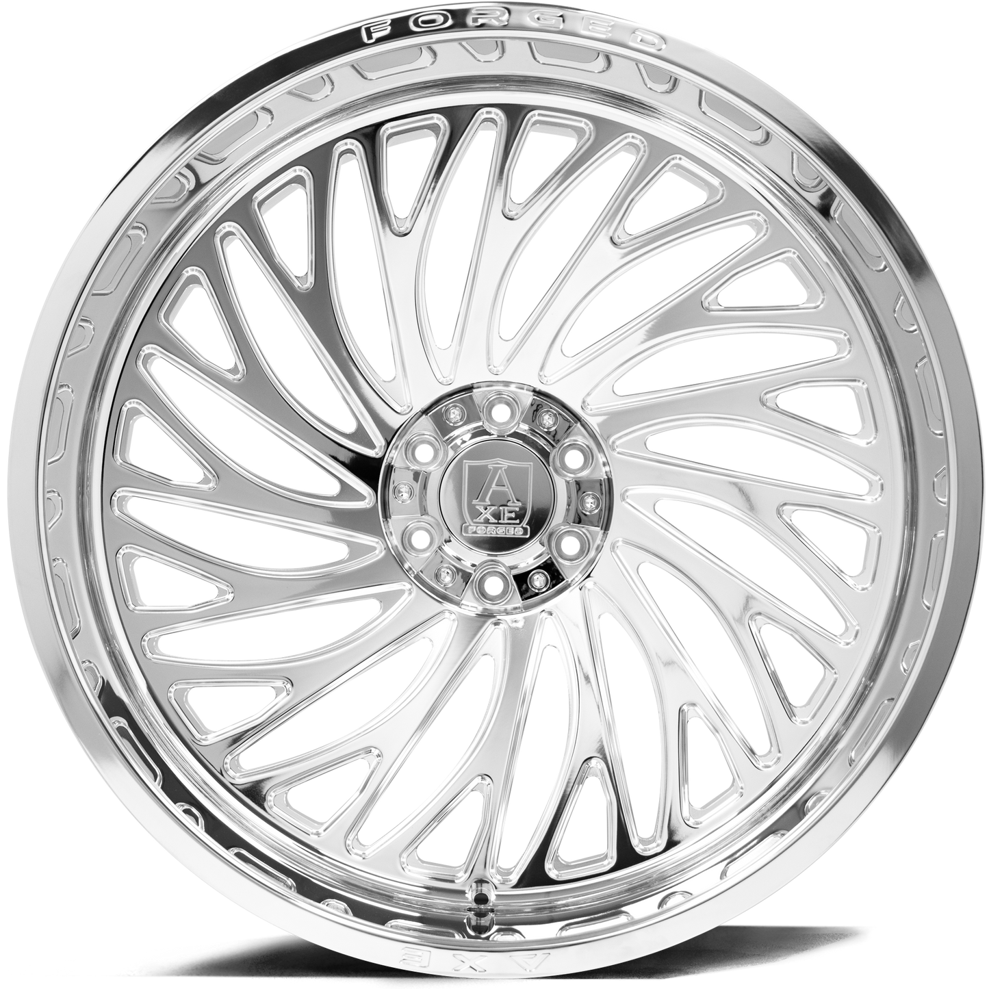 AXE WHEELS AF10 Forged (left) FULLY POLISHED 24x12 ET-44 8x165 (Square Set of 4)