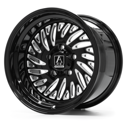 AXE WHEELS AF10 UTV (right) GLOSS BLACK MILLED 15x10 ET0 5x114 (Square Set of 4)