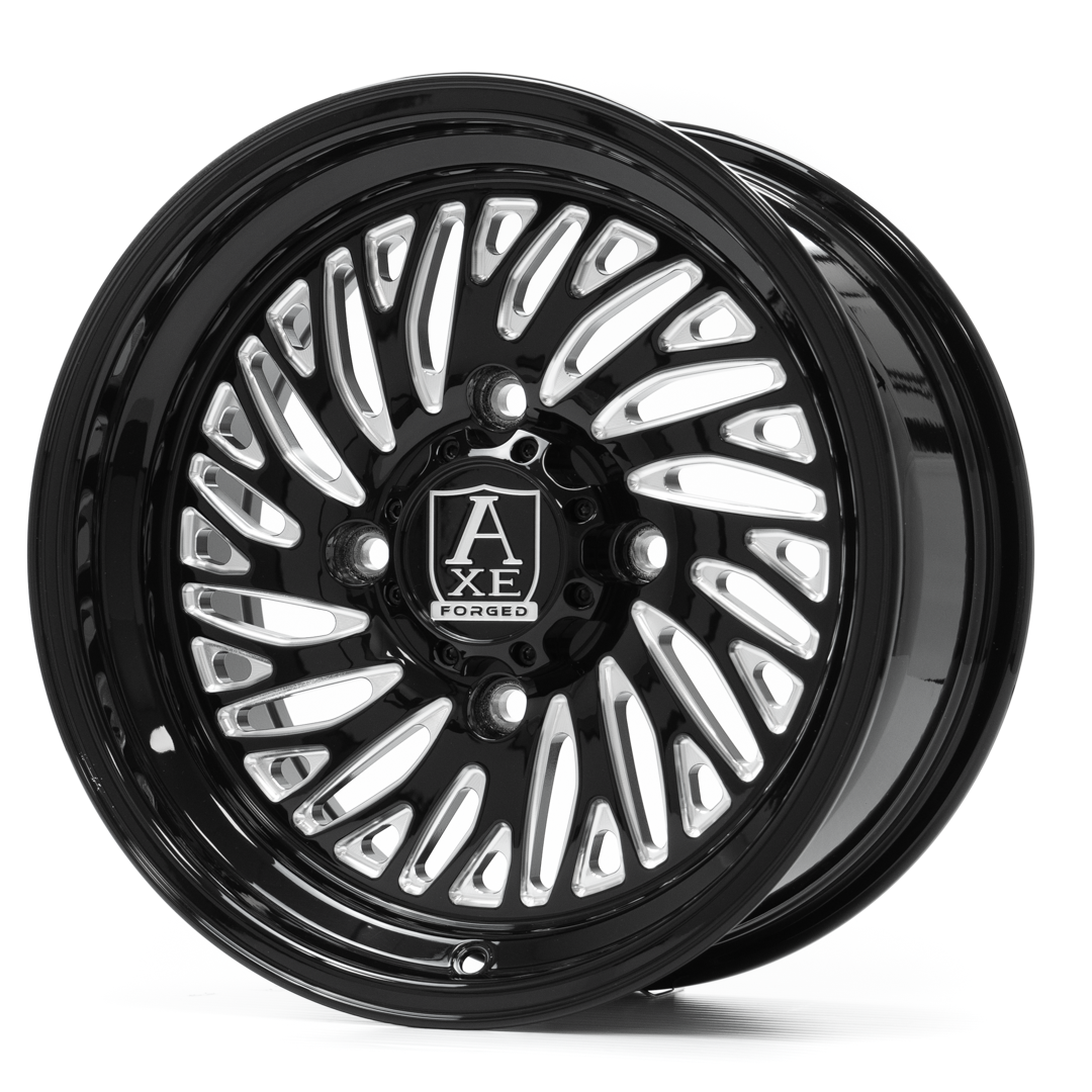 AXE WHEELS AF10 UTV (right) GLOSS BLACK MILLED 15x7 ET13 5x114 (Square Set of 4)