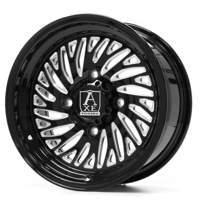 AXE WHEELS AF10 UTV (right) GLOSS BLACK MILLED 15x7 ET13 5x114 (Square Set of 4)
