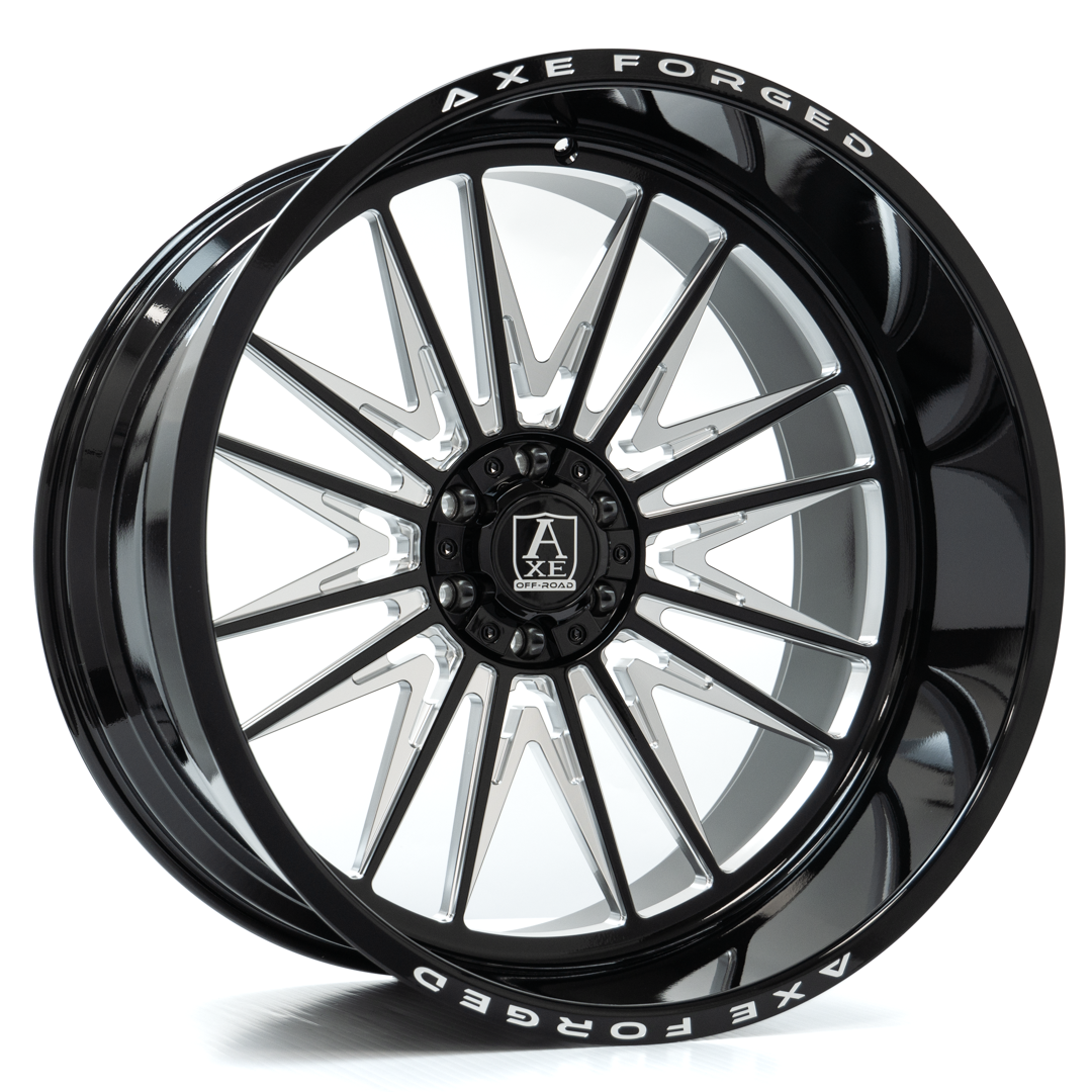 AXE WHEELS AF12 Forged GLOSS BLACK MILLED 26x12 ET-44 6x135 (Square Set of 4)