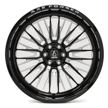 AXE WHEELS AF14 Lex Forged GLOSS BLACK MILLED 24x12 ET-44 6x135 (Square Set of 4)