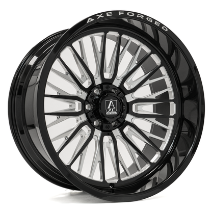 AXE WHEELS AF14 Lex Forged GLOSS BLACK MILLED 24x12 ET-44 6x135 (Square Set of 4)