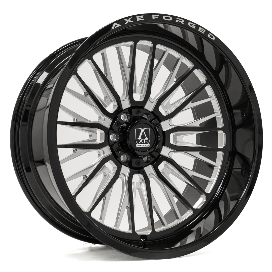 AXE WHEELS AF14 Lex Forged GLOSS BLACK MILLED 24x12 ET-44 6x139 (Square Set of 4)