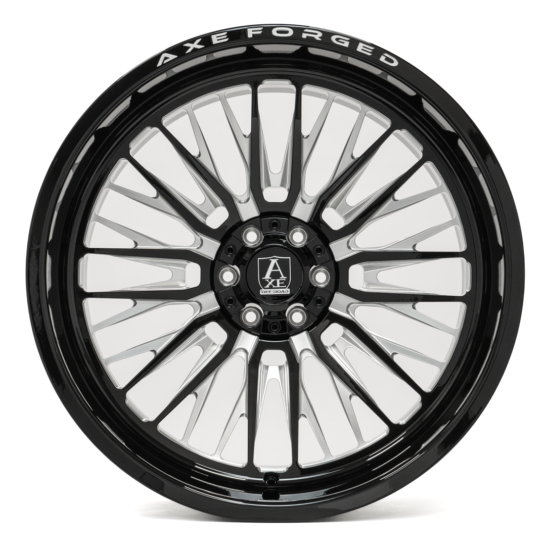 AXE WHEELS AF14 Lex Forged GLOSS BLACK MILLED 24x12 ET-44 6x139 (Square Set of 4)