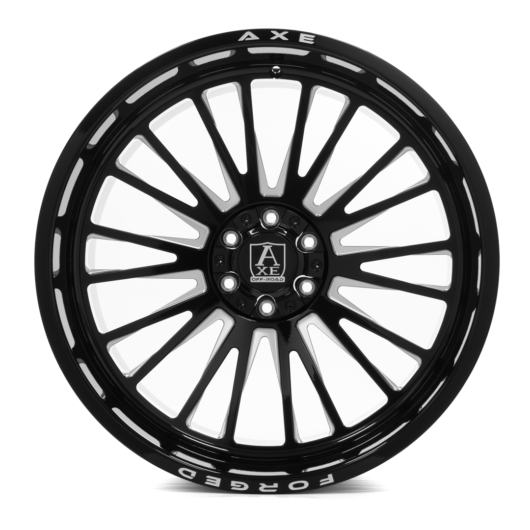 AXE WHEELS AF7 Forged GLOSS BLACK MILLED 24x12 ET-44 6x135 (Square Set of 4)