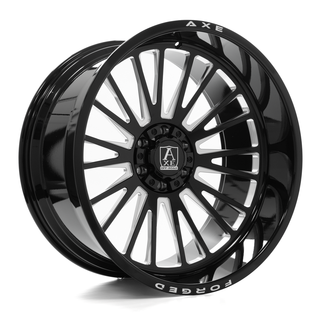 AXE WHEELS AF7 Forged GLOSS BLACK MILLED 24x12 ET-44 6x135 (Square Set of 4)