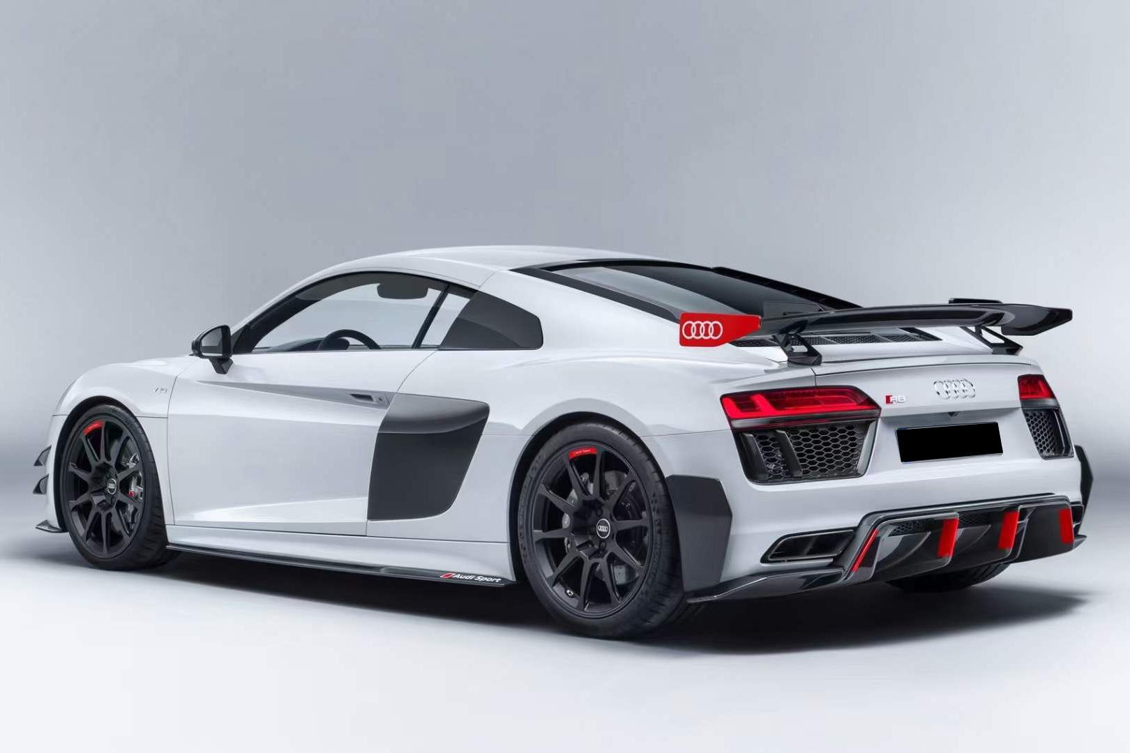 2016-2025 Audi R8 GEN2 Coupe ONLY GT Style DRY Carbon Fiber Trunk Wing with Base and Aluminum Legs - Carbonado