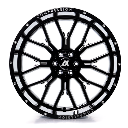 AXE WHEELS AX6.0 GLOSS BLACK MILLED 22x12 ET-44 5x139 (Square Set of 4)