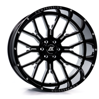 AXE WHEELS AX6.0 GLOSS BLACK MILLED 22x12 ET-44 5x139 (Square Set of 4)