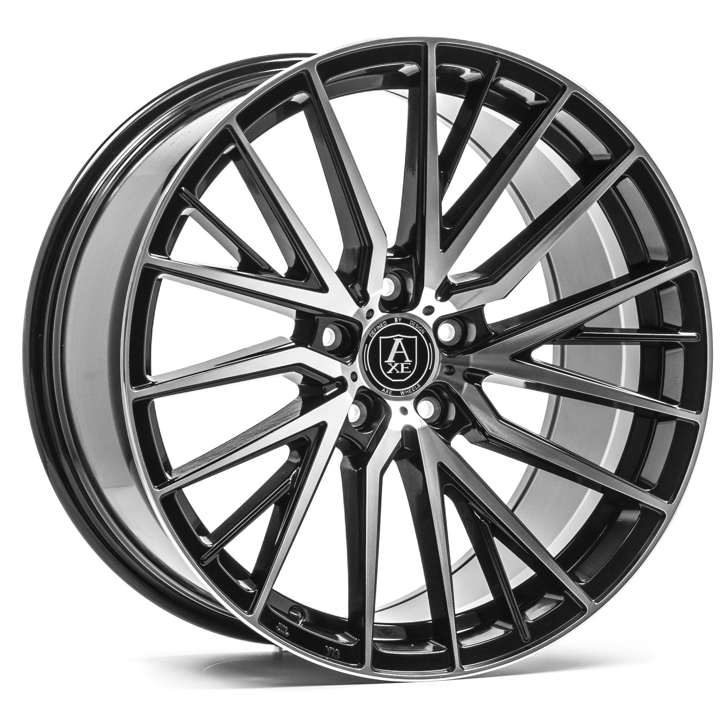 AXE WHEELS EX40 BLACK AND POLISHED FACE 20x10 ET40 5x110 (Square Set of 4)