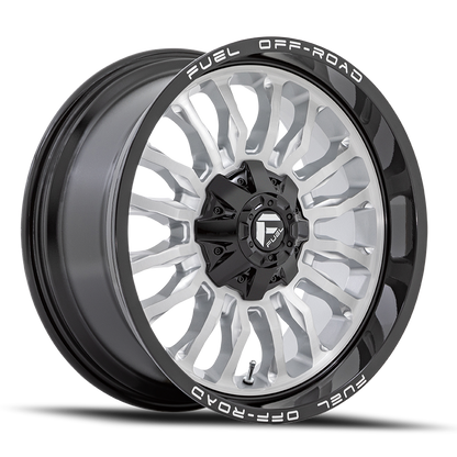Fuel Off-Road Arc D798 20x9 +1 8x180mm 124.2mm Silver Brushed Face-Milled Black Lip