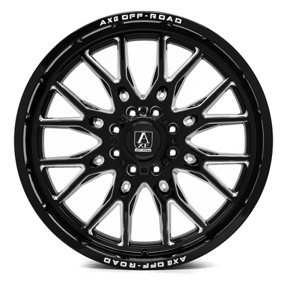 AXE WHEELS ATLAS GLOSS BLACK MILLED 24x10 ET-19 8x165 (Square Set of 4)