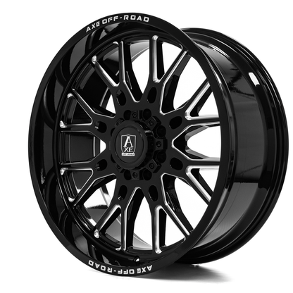 AXE WHEELS ATLAS GLOSS BLACK MILLED 24x10 ET-19 5x127 (Square Set of 4)