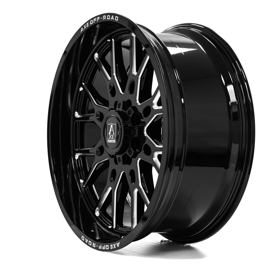 AXE WHEELS ATLAS GLOSS BLACK MILLED 24x10 ET-19 5x127 (Square Set of 4)