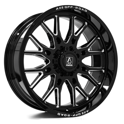 AXE WHEELS ATLAS GLOSS BLACK MILLED 24x10 ET-19 5x127 (Square Set of 4)