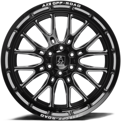 AXE WHEELS ATLAS GLOSS BLACK MILLED 22x10 ET-19 8x165 (Square Set of 4)