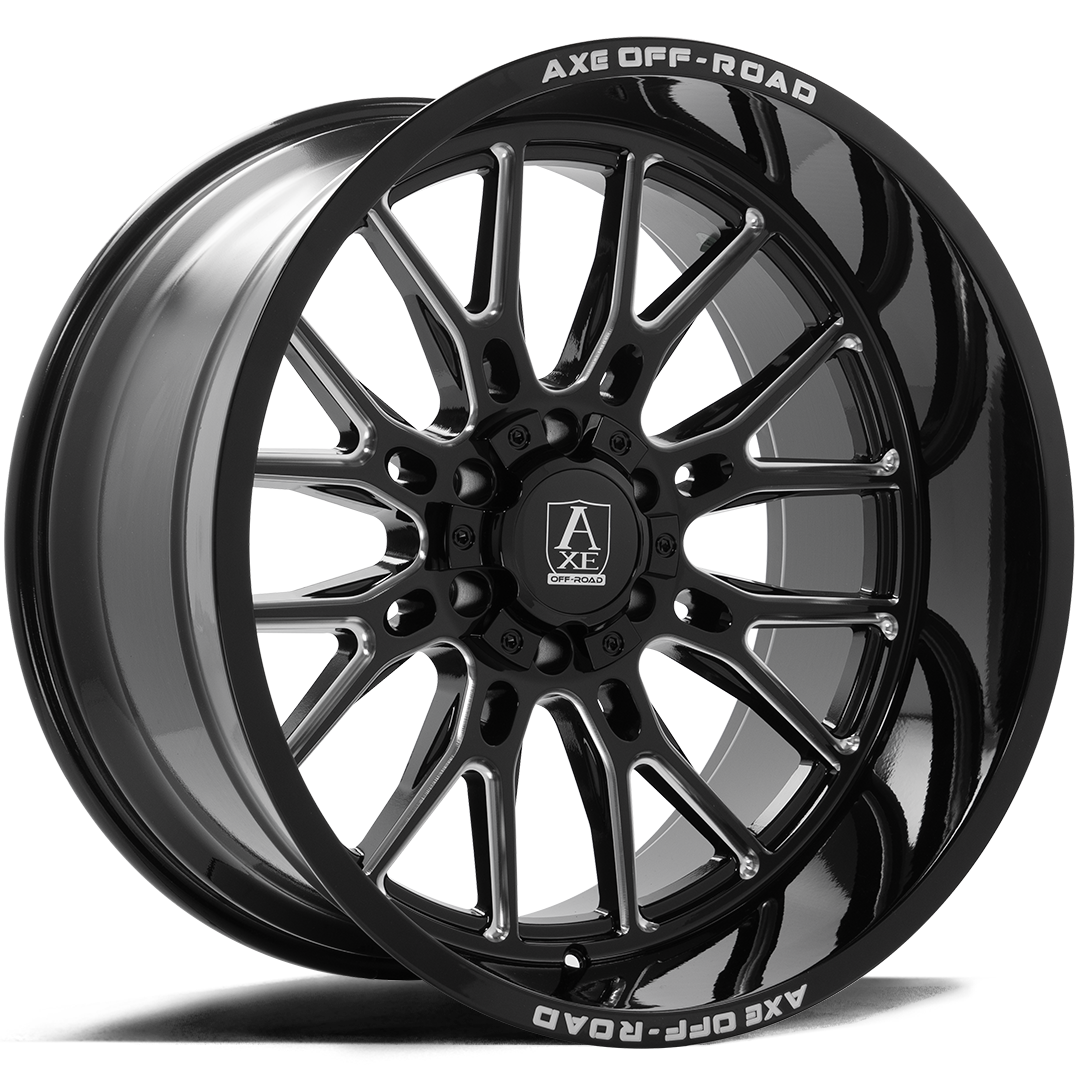 AXE WHEELS ATLAS GLOSS BLACK MILLED 22x10 ET-19 6x139 (Square Set of 4)