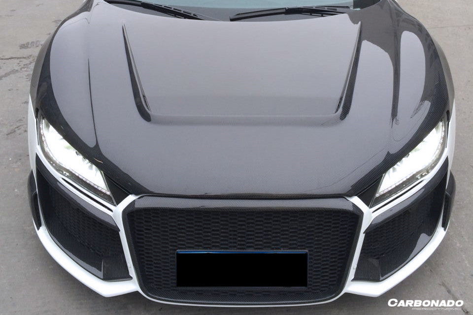 2006-2015 Audi R8 Coupe   Spyder P Style Carbon Fiber Hood