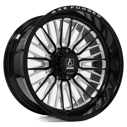 AXE WHEELS AF14 Lex Forged GLOSS BLACK MILLED 24x12 ET-44 8x180 (Square Set of 4)
