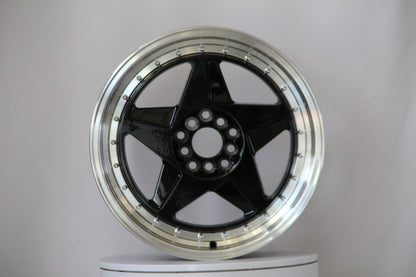 E115 Black Machined Lip 17x7.5 ET32 5.100.113 - Square Set (4 Wheels)