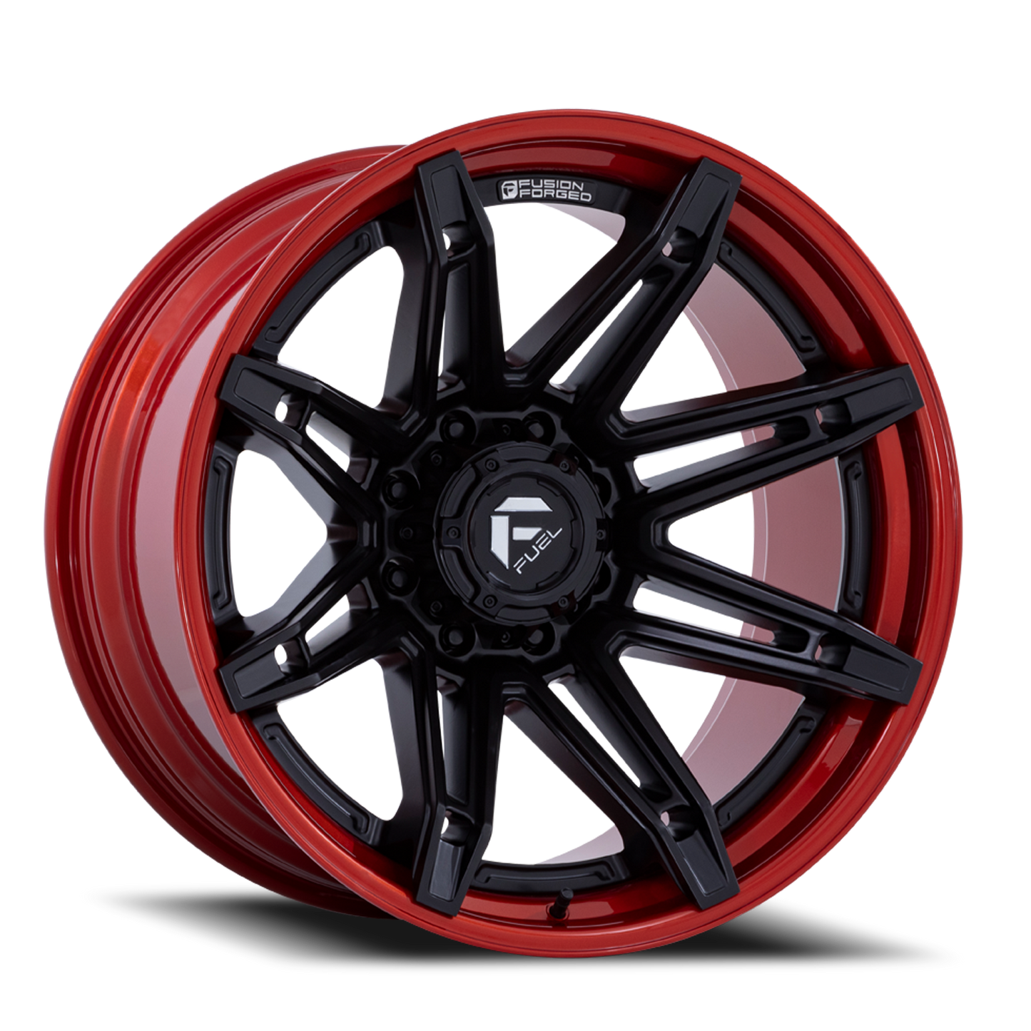 Fuel Off-Road Brawl FC401MQ 20x10 -18 8x165.1mm 125.1mm Matte Black Candy Red Lip