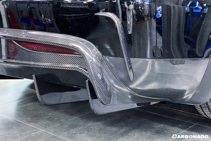 2016-2021 Tesla X SUV RZS Style Carbon Fiber Rear Bumper Canards - Carbonado
