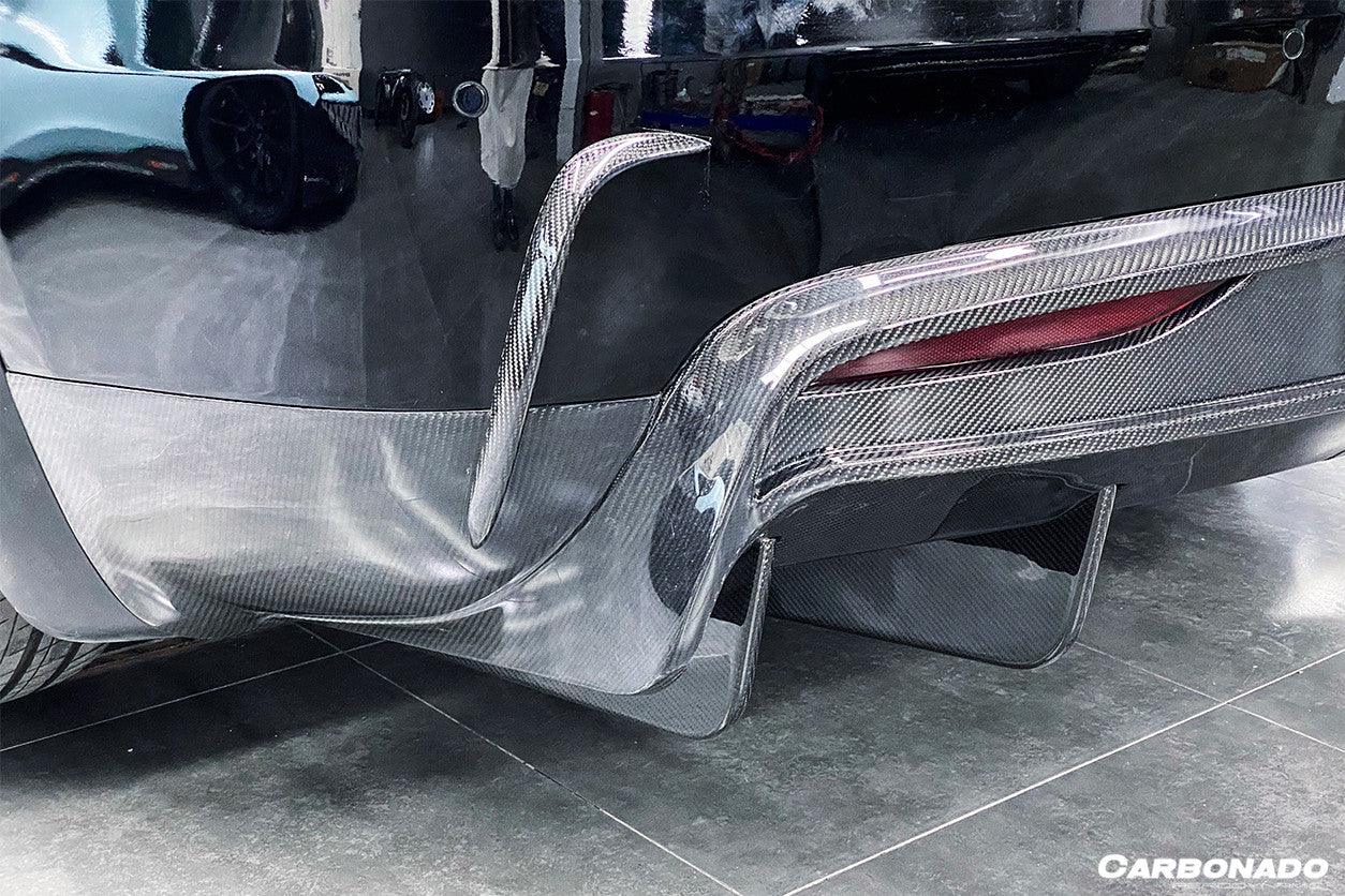 2016-2021 Tesla X SUV RZS Style Carbon Fiber Rear Bumper Canards - Carbonado