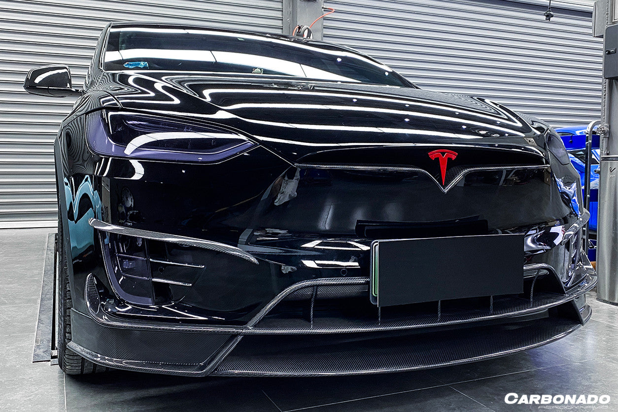 2016-2021 Tesla X SUV RZS Style Carbon Fiber Front Lip - Carbonado