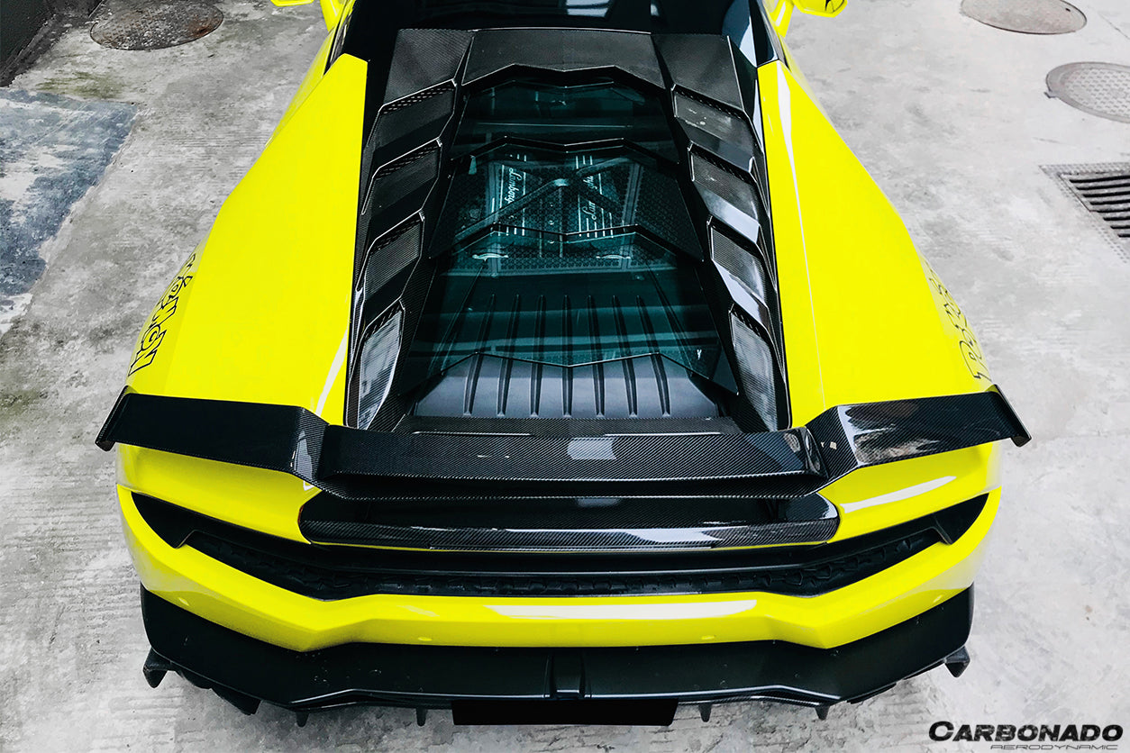 2015-2020 Lamborghini Huracan LP610/LP580 MD Style Carbon Fiber Trunk Spoiler w/ Base - Carbonado