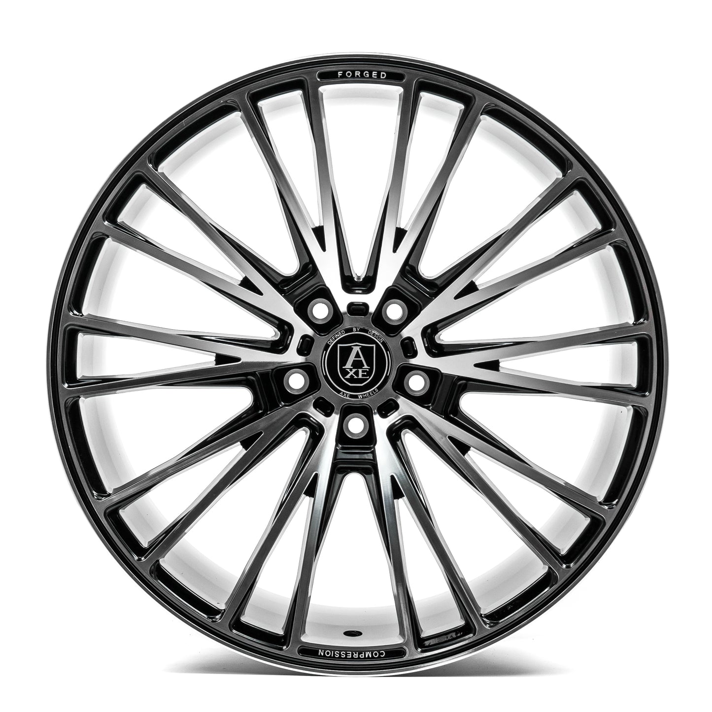 AXE WHEELS CF2 BLACK AND POLISHED FACE 22x9 ET35 5x114 (Square Set of 4)
