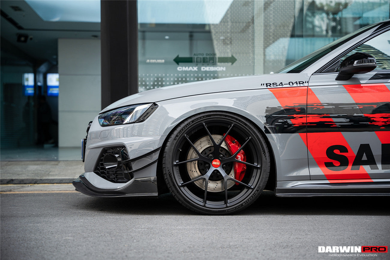 2020-2022 Audi RS4 B9.5 BKSS Style Carbon Fiber Front Bumper Canards - DarwinPRO Aerodynamics