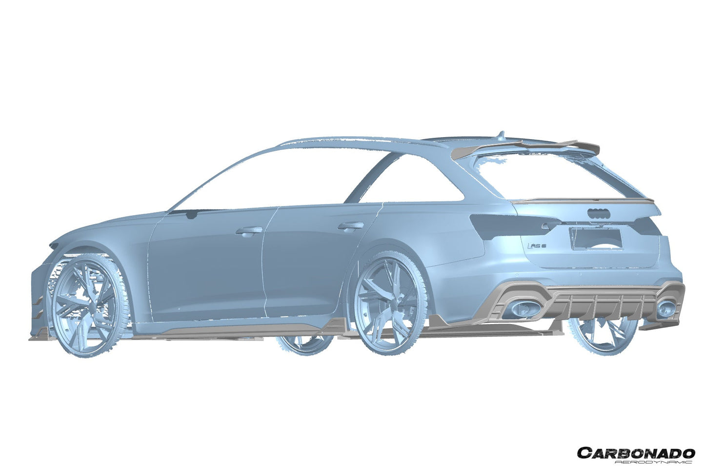 2019-2024 Audi RS6 & RS7 C8 AD Style Dry Carbon Fiber Side Skirts - Carbonado