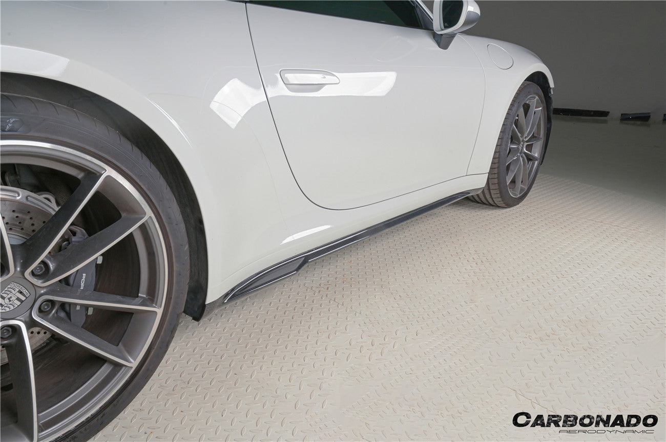 2019-2024 Porsche 911 992 Carrera & Cabriolet Convert Turbo SD Style Dry Carbon Fiber Side Skirts - Carbonado