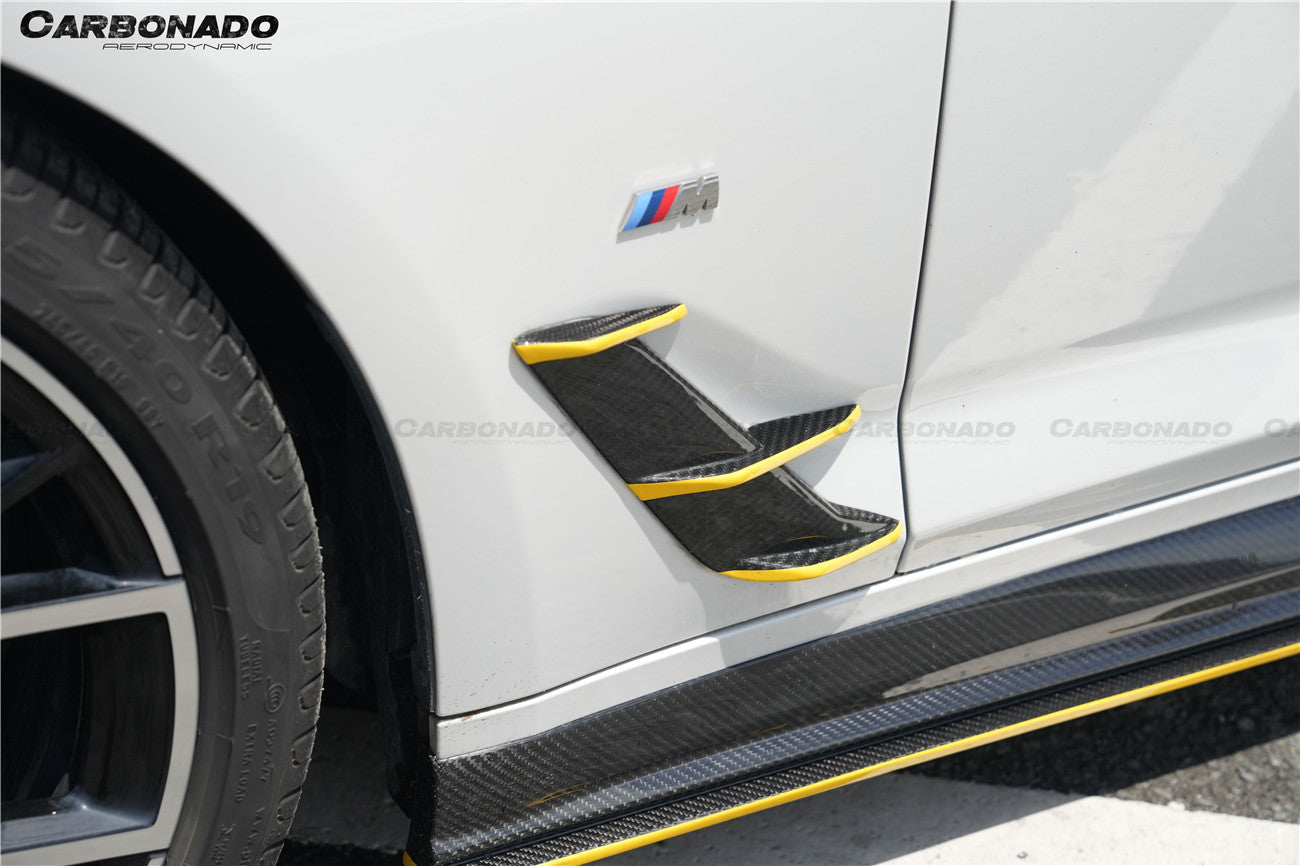 2020-2023 BMW 5 Series G30 G38 M-tech AD Style Dry Carbon Fiber fender vents trims