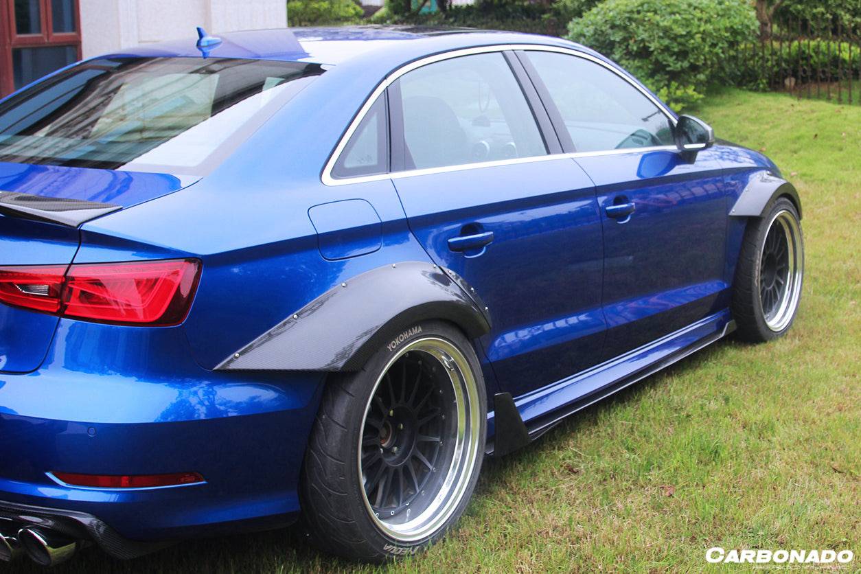 2013-2020 Audi RS3 S3 A3 Sline Sedan BKSS Style Side Skirts Under Board - Carbonado
