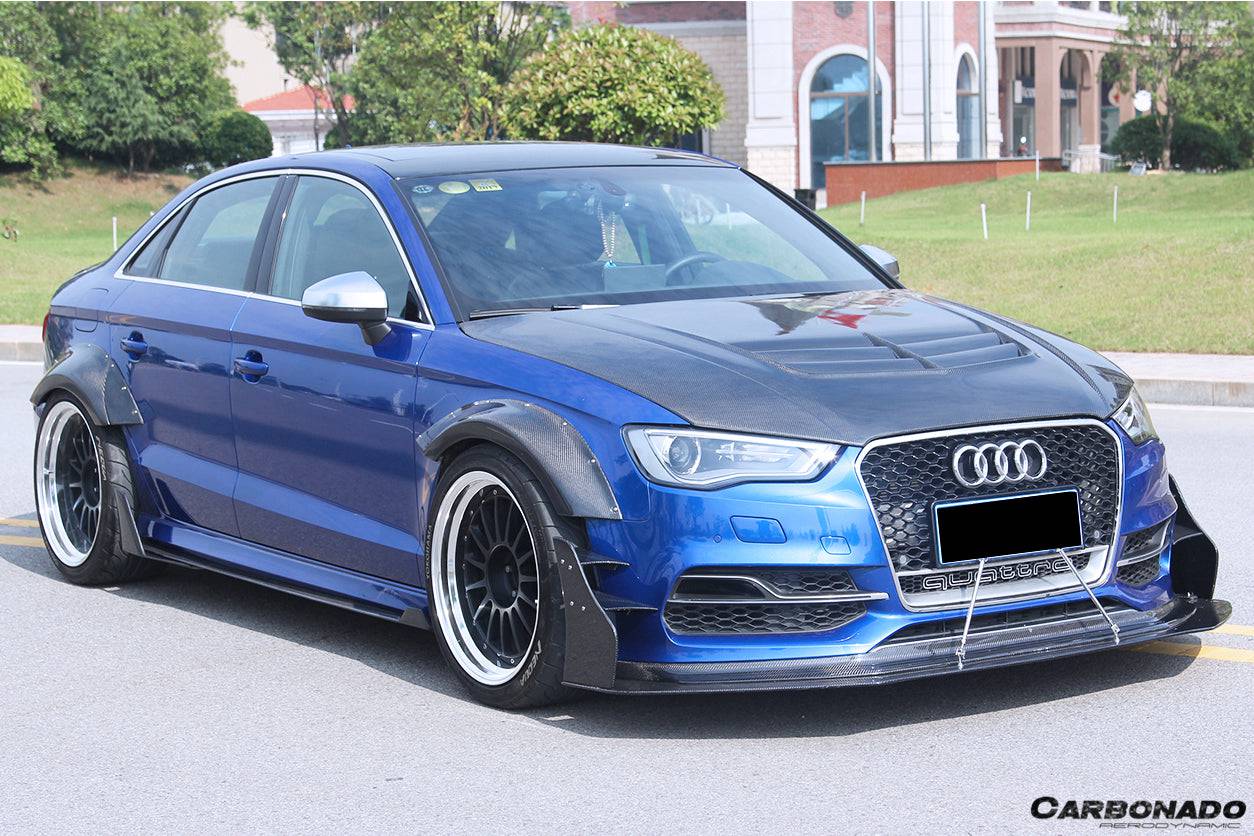 2013-2020 Audi RS3 S3 A3 Sline Sedan BKSS Style Carbon Fiber Side Skirts - Carbonado Aero