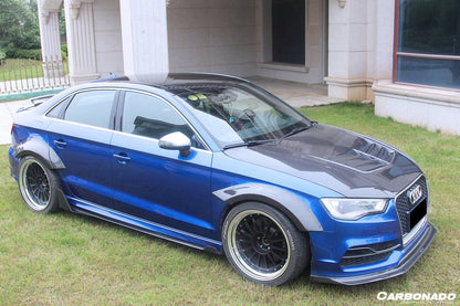 2013-2020 Audi RS3 S3 A3 Sline Sedan BKSS Style Side Skirts Under Board - Carbonado
