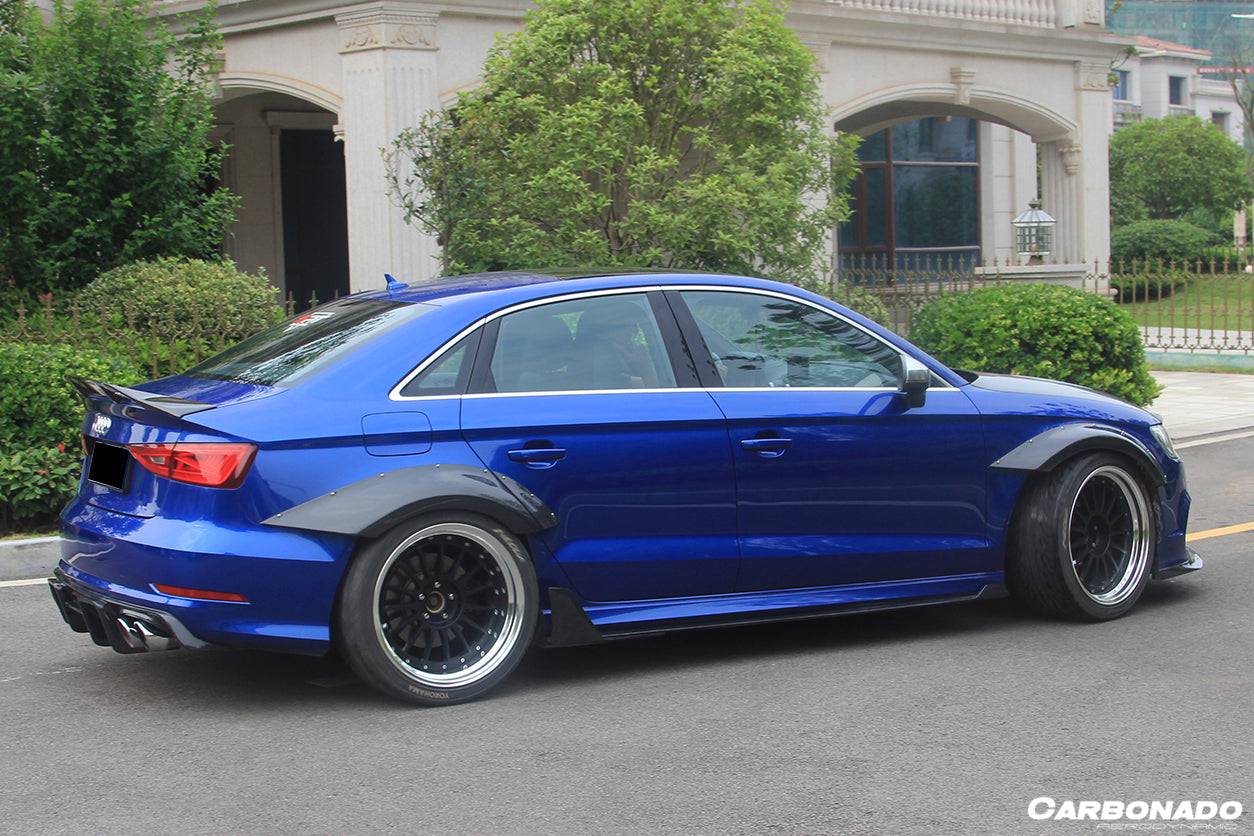 2013-2020 Audi RS3 S3 A3 Sline Sedan BKSS Style Carbon Fiber Side Skirts - Carbonado Aero
