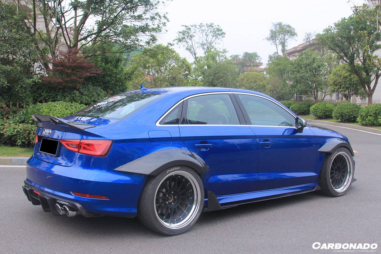 2013-2020 Audi RS3 S3 A3 Sline Sedan BKSS Style Carbon Fiber Side Skirts - Carbonado Aero