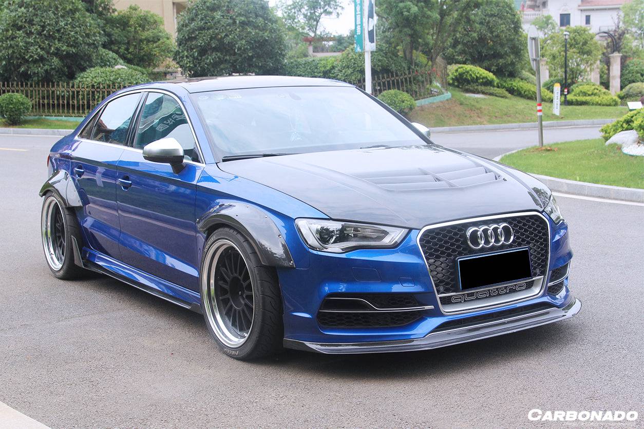 2013-2020 Audi RS3 S3 A3 Sline Sedan BKSS Style Carbon Fiber Side Skirts - Carbonado Aero