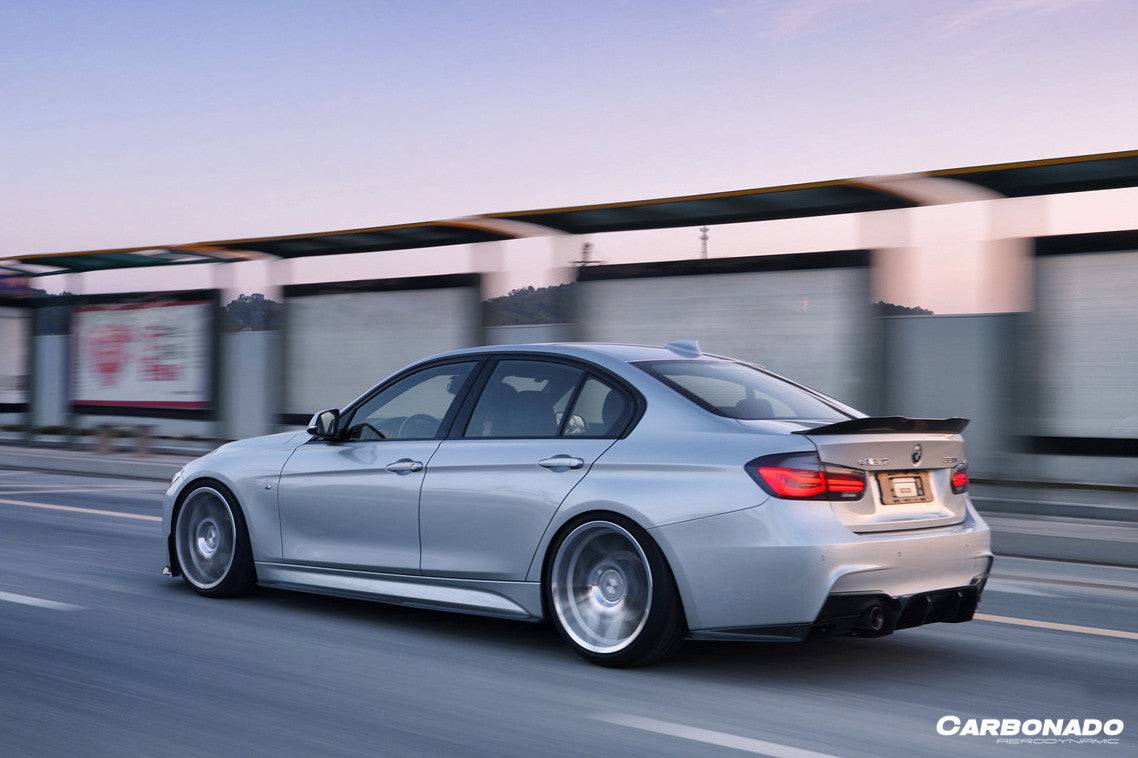 2011-2019 BMW 3 Series F30/F35 M-Tech GV Carbon Fiber Rear Lip w/ Diffuser & Caps - Carbonado Aero