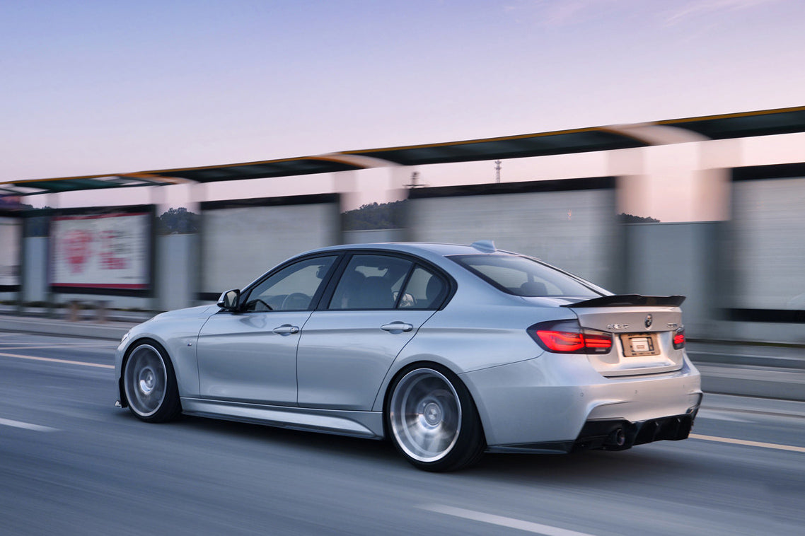 2011-2019 BMW 3 Series F30 F35 M-Tech GV Style Carbon Fiber Rear Lip with Caps - Carbonado